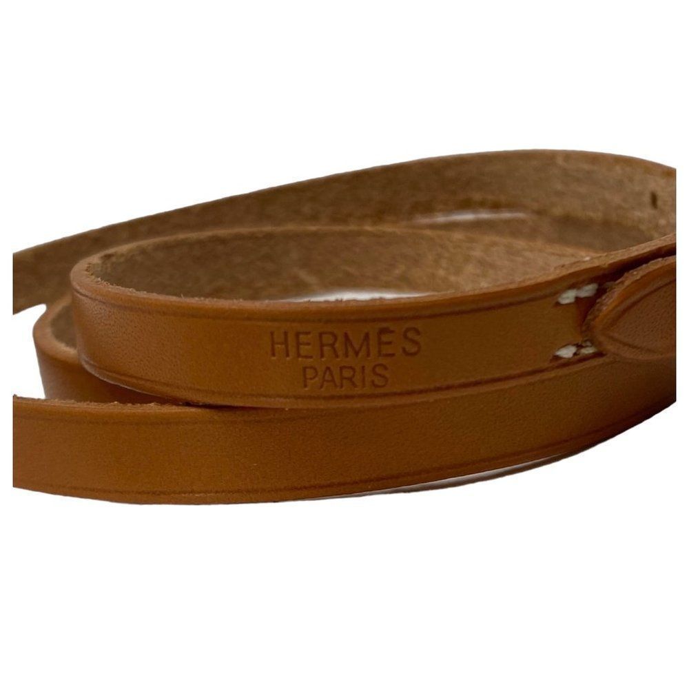 Hermes Brown Wrap Long Leather Bracelet - Picture 3 of 5
